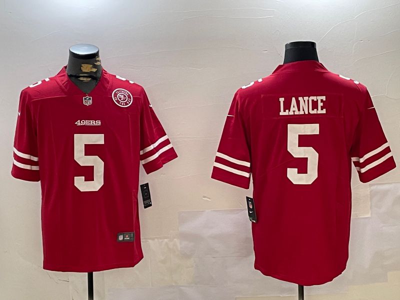 Men San Francisco 49ers #5 Lance Red Second generation 2024 Nike Limited NFL Jersey style 9